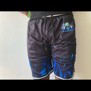 Blue graphic flame shorts